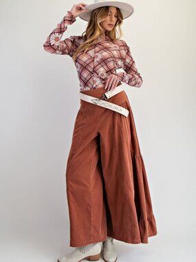 EASEL WASHED BABY CORDUROY PALAZZO PANTS 100% COTTON
